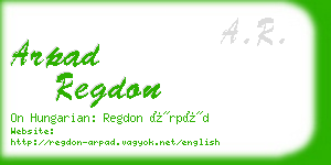 arpad regdon business card